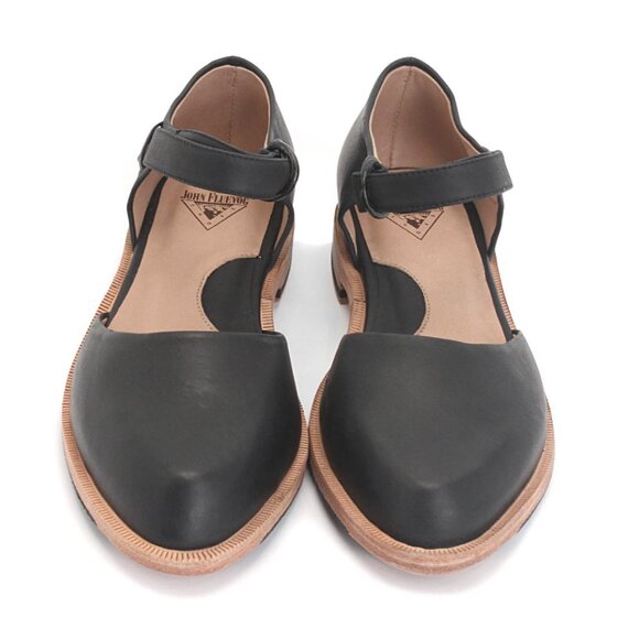 Blue leather John Fluevog flats, retro summer sandals, designer Mary Jane shoes - Picture 14 of 15